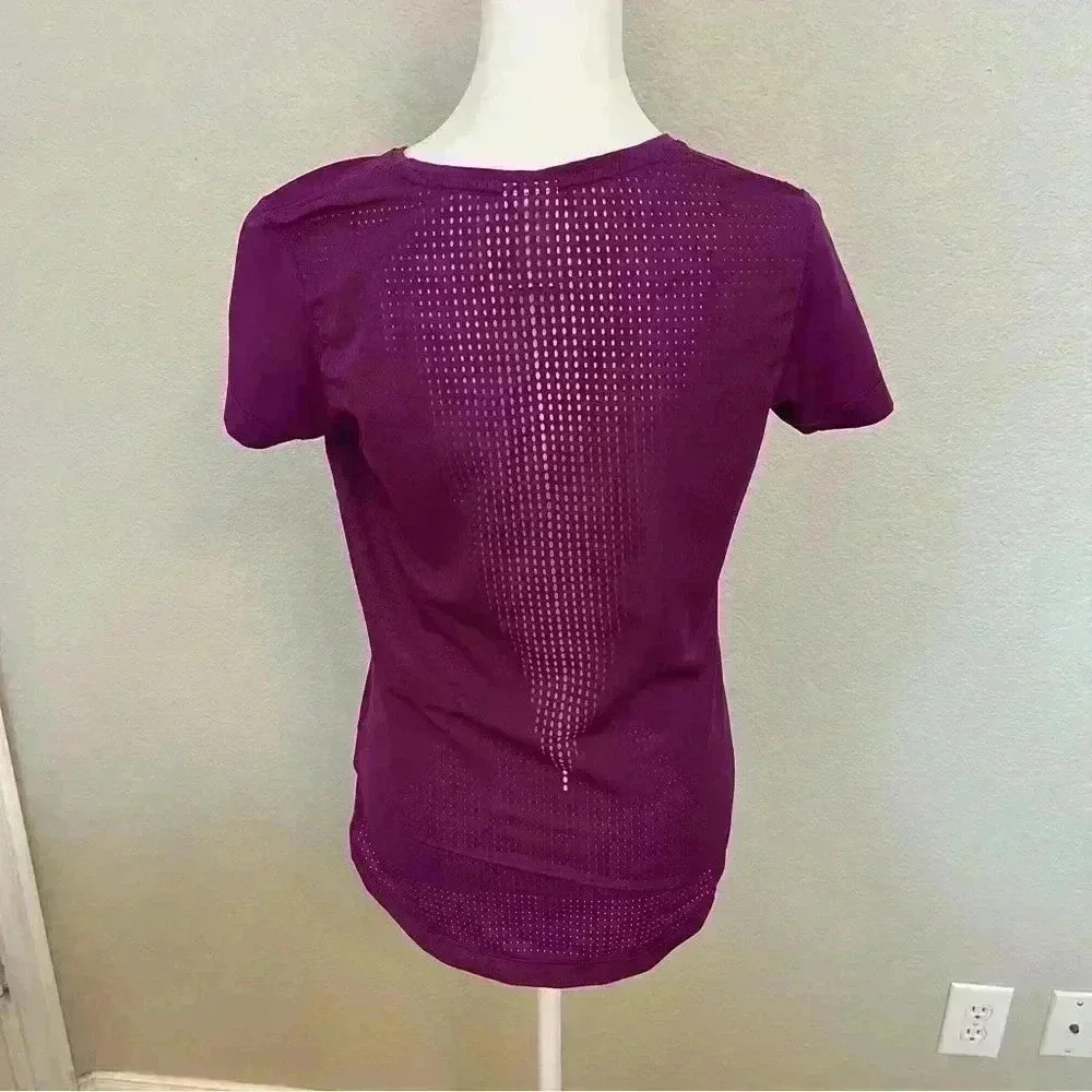 Nike Running Violet Mesh Back Short Sleeve Shirt Women's Size Medium - Picture 7 of 12